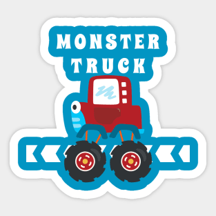 illustration of monster truck with cartoon style. Sticker